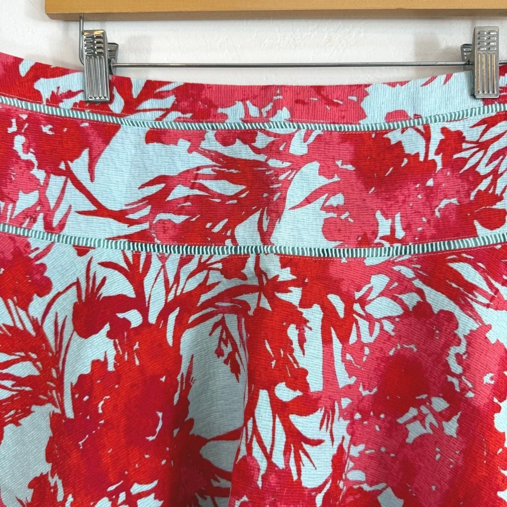 Banana Republic Floral Mini Skirt Red Blue Cotton Textured Tropical Summer 10‎